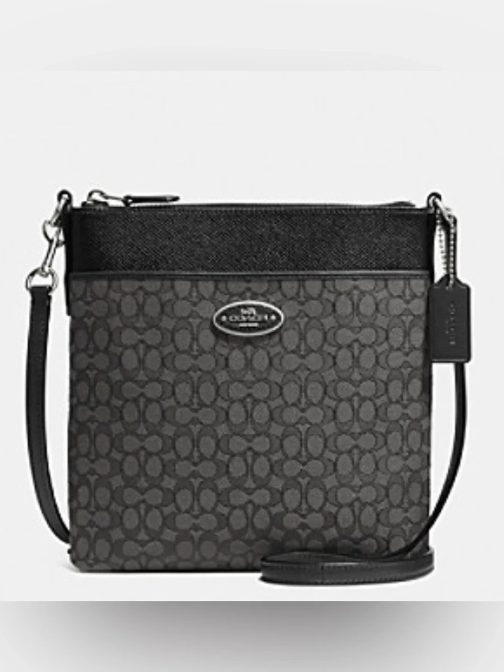 Coach North South Swingpack Leather Crossbody Logo Bag with Silver Hardware